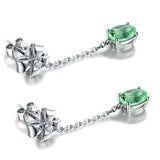 925 Silver Earrings Oval Sapphire Bowknot Drop Wedding