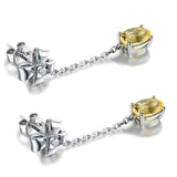 925 Silver Earrings Oval Sapphire Bowknot Drop Wedding