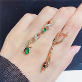 Purple Green Gem Earrings Women 14K Rose Plating Wedding Jewelry