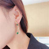Purple Green Gem Earrings Women 14K Rose Plating Wedding Jewelry