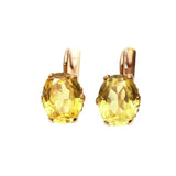 Purple Plated 14K Rose Inlaid Oval Yellow Gem Earrings for Women Wedding