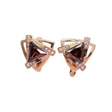 Purple Triangle Red Gem Earrings for Women Plated 14K Purple Rose
