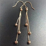 Purple 14K Rose Gold Tassel Bead Earrings for Women