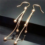 Purple 14K Rose Gold Tassel Bead Earrings for Women