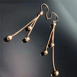 Purple 14K Rose Gold Tassel Bead Earrings for Women