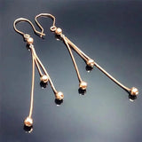 Purple 14K Rose Gold Tassel Bead Earrings for Women