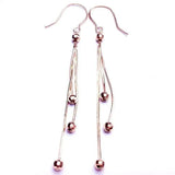 Purple 14K Rose Gold Tassel Bead Earrings for Women