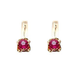 Purple Classic Style Red Gem Earrings 14K Rose Plated Jewelry