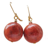 14mm Red Grass Coral Gemstone Beads Earring Mother's Gift