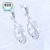 Sky Topaz Stone 925 Sterling Silver Bridal Earrings Crystal Jewelry