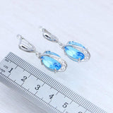 Sky Topaz Stone 925 Sterling Silver Bridal Earrings Crystal Jewelry