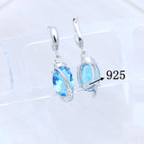 Sky Topaz Stone 925 Sterling Silver Bridal Earrings Crystal Jewelry