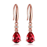 925 Silver Water Drop Ruby Gemstone Earrings