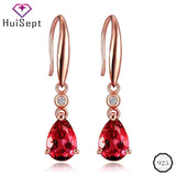925 Silver Water Drop Ruby Gemstone Earrings