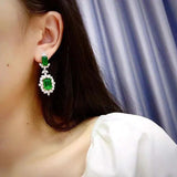 Emerald Square Drop Earrings Silver Jewelry Anniversary