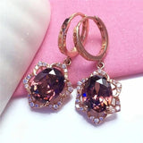 Purple 14K Rose Gold Light Amethyst Flower Earrings for Women