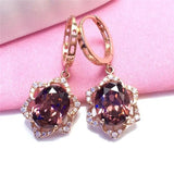 Purple 14K Rose Gold Light Amethyst Flower Earrings for Women