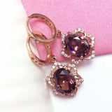 Purple 14K Rose Gold Light Amethyst Flower Earrings for Women