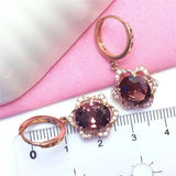 Purple 14K Rose Gold Light Amethyst Flower Earrings for Women
