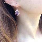 Purple 14K Rose Gold Light Amethyst Flower Earrings for Women