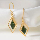 Silver Inlaid Hetian Chalcedony Palace Earrings