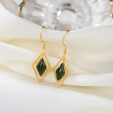 Silver Inlaid Hetian Chalcedony Palace Earrings