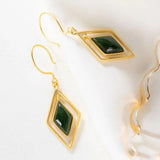 Silver Inlaid Hetian Chalcedony Palace Earrings