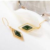 Silver Inlaid Hetian Chalcedony Palace Earrings