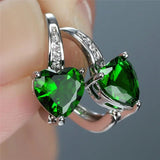 Heart Shape Drop Earrings 925 Silver with Zircon Gemstone Wedding Bridal Gift
