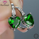 Heart Shape Drop Earrings 925 Silver with Zircon Gemstone Wedding Bridal Gift