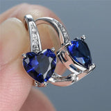 Heart Shape Drop Earrings 925 Silver with Zircon Gemstone Wedding Bridal Gift