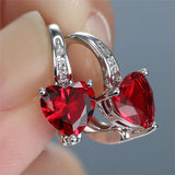 Heart Shape Drop Earrings 925 Silver with Zircon Gemstone Wedding Bridal Gift