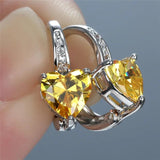 Heart Shape Drop Earrings 925 Silver with Zircon Gemstone Wedding Bridal Gift