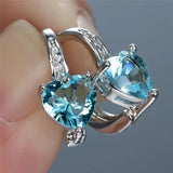 Heart Shape Drop Earrings 925 Silver with Zircon Gemstone Wedding Bridal Gift