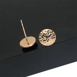 14K Rose Round Purple Stud Earrings for Women