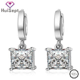 Silver 925 Square Emerald Amethyst Drop Earrings Women Wedding Gift
