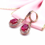 Purple Ruby Drop Earrings 14K Rose Gold Crystal Engagement Jewelry