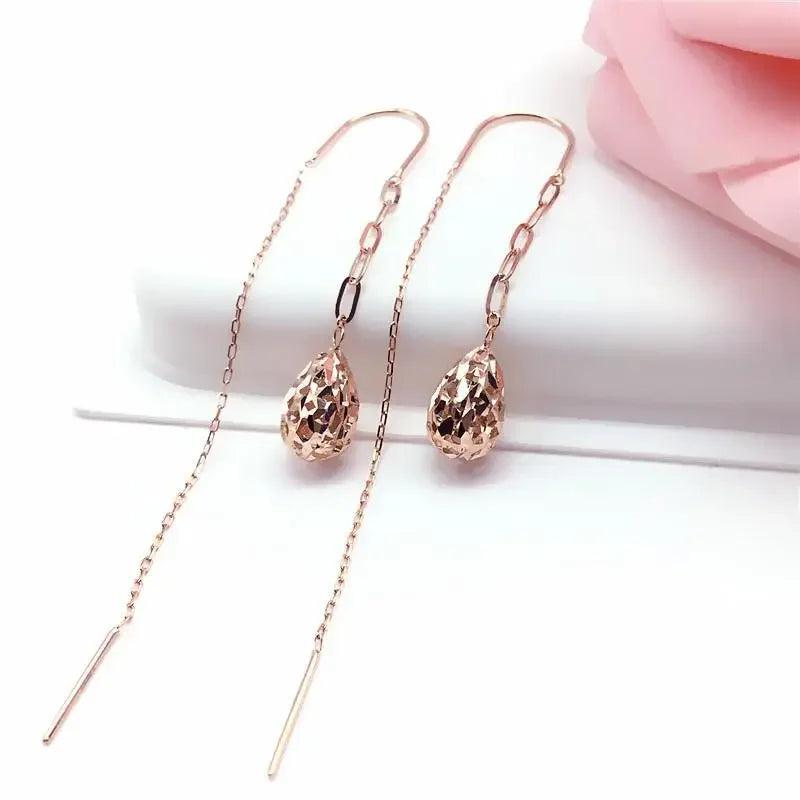Purple Water Drop Earrings - 14K Rose Gold Plated Long Dangle Party Jewelry