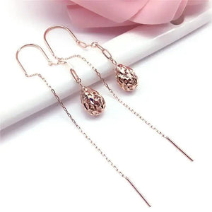 Purple Water Drop Earrings - 14K Rose Gold Plated Long Dangle Party Jewelry