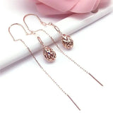 Purple Water Drop Earrings - 14K Rose Gold Plated Long Dangle Party Jewelry