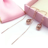 Purple Water Drop Earrings - 14K Rose Gold Plated Long Dangle Party Jewelry