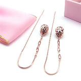 Purple Water Drop Earrings - 14K Rose Gold Plated Long Dangle Party Jewelry
