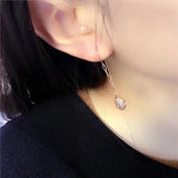 Purple Water Drop Earrings - 14K Rose Gold Plated Long Dangle Party Jewelry