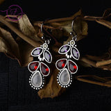 Silver Moonstone Water Droplets Pear Earrings