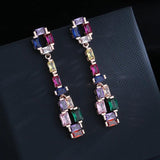 Colorful Zircon Long Stud Earrings for Party