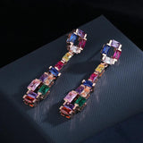 Colorful Zircon Long Stud Earrings for Party