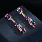 Colorful Zircon Long Stud Earrings for Party