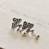 Silver Retro Craft Cloud Bead Earrings for Women