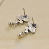 Silver Retro Craft Cloud Bead Earrings for Women