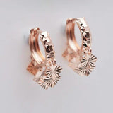 Purple Gold Plated Rose Gold Square Fringe Earrings